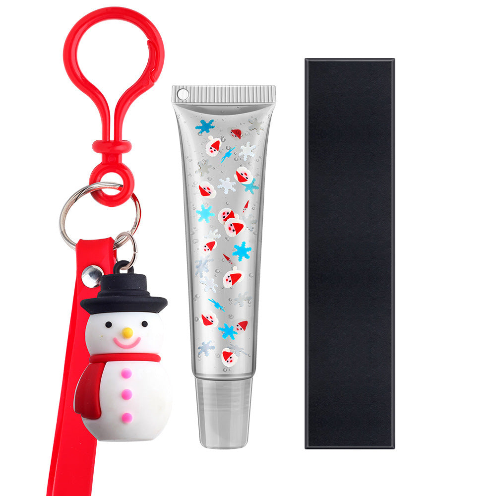 YT Beauty Christmas gift transparent lip oil snowman pendant lip gloss without logo